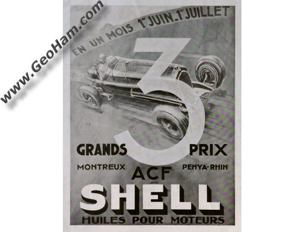 Vintage 1934 Shell Oil Advertisment by Geo Ham - Alfa Romeo P3
